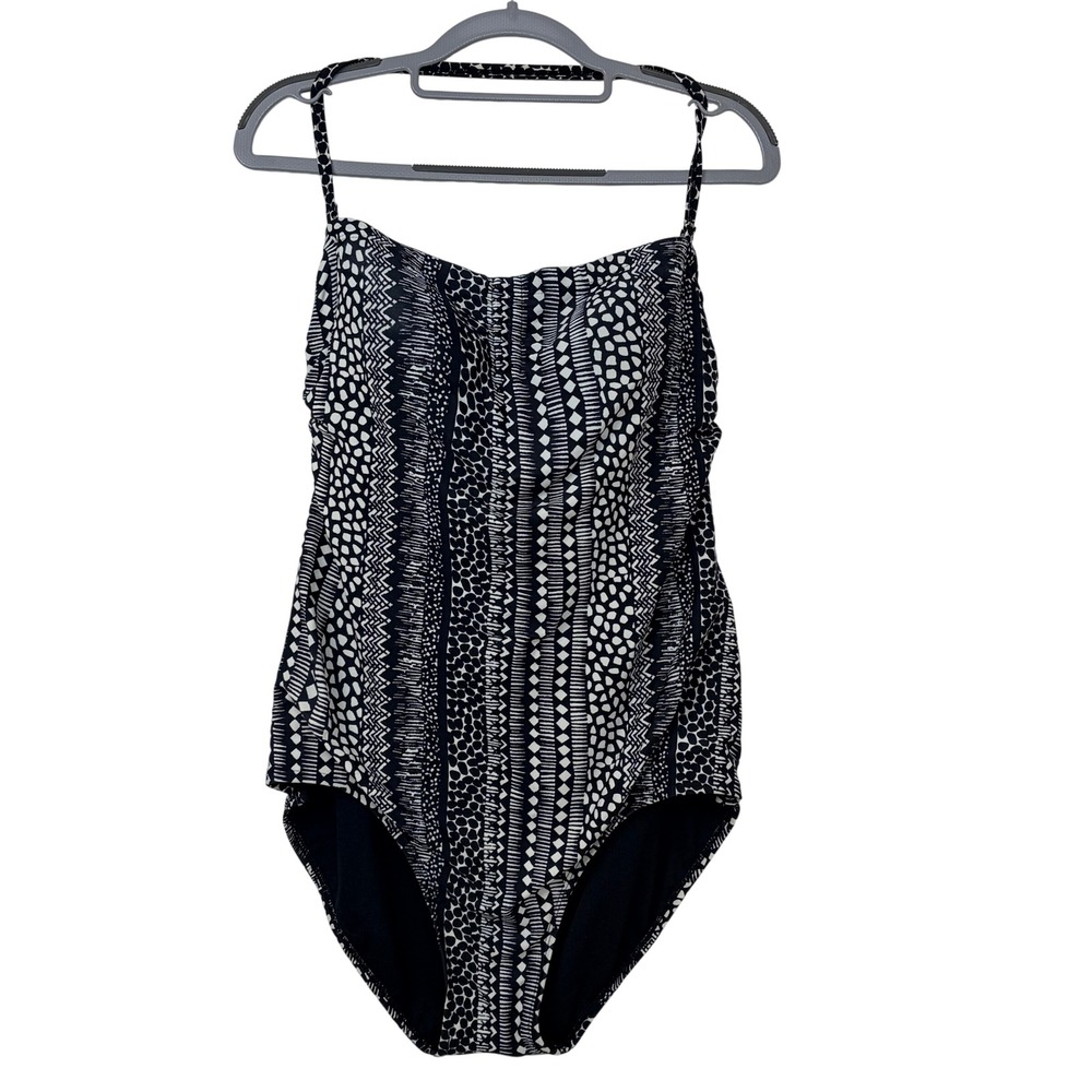 Jantzen One Piece Swimsuit Women Black White Geometric Tribal Print